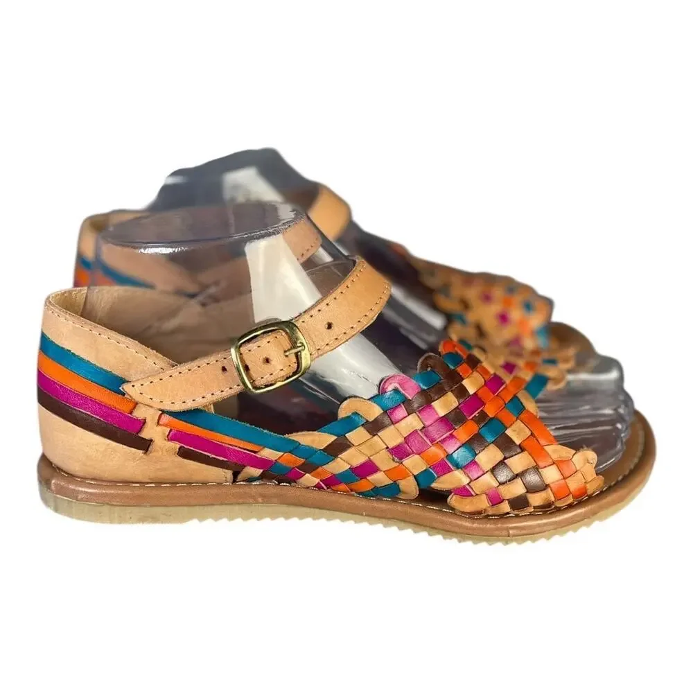 Artesanias Camila Women’s Colorful Hand Woven Leather Huarache Sandals Size-7